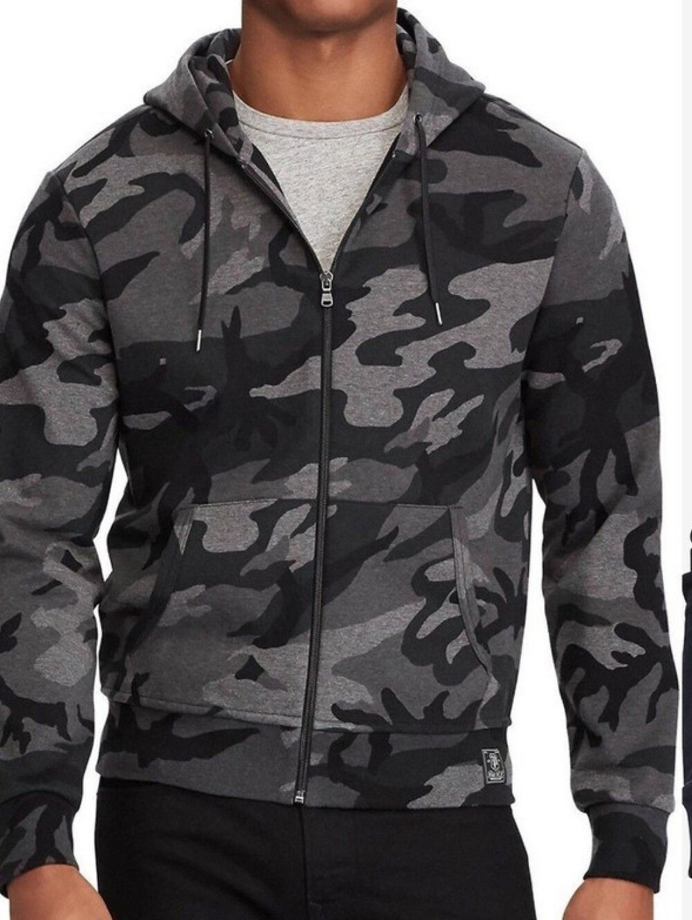 NWOT Polo by Ralph Lauren Men's Black & Gray Camo Zip-Up Hoodie
